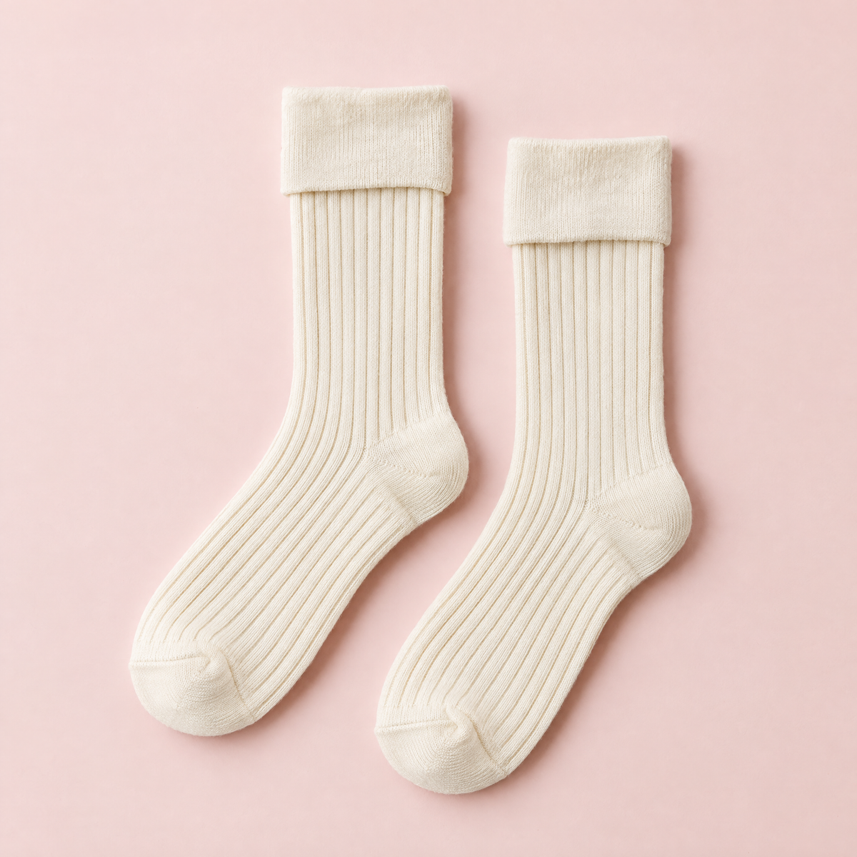 Cream ribbed socks