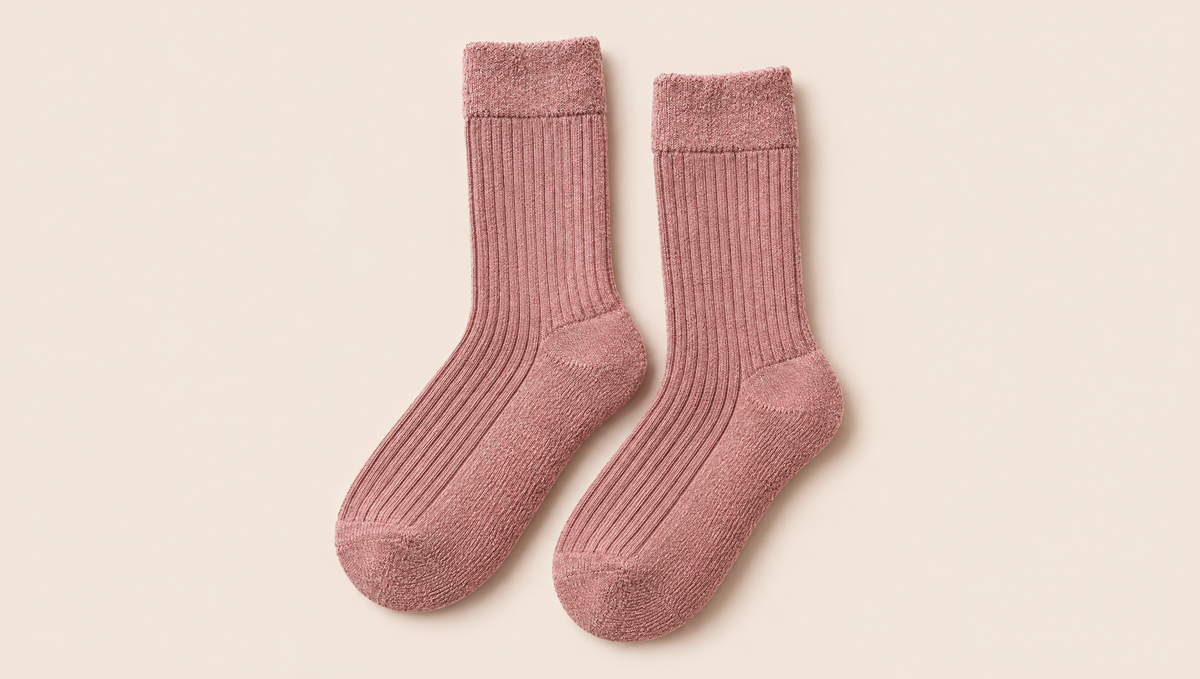 A pair of dusty rose HugStep diabetic socks