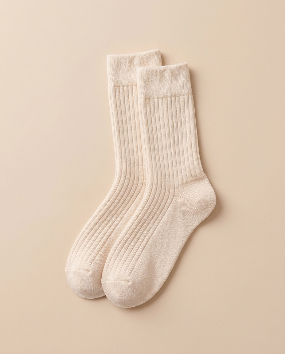 One pair of cream HugStep socks